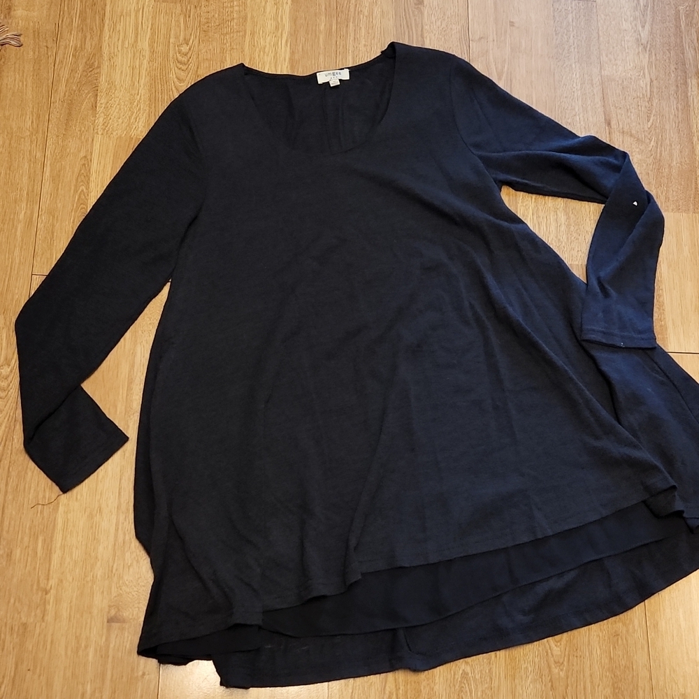 Umgee charcoal black long sleeve swing dress sz M